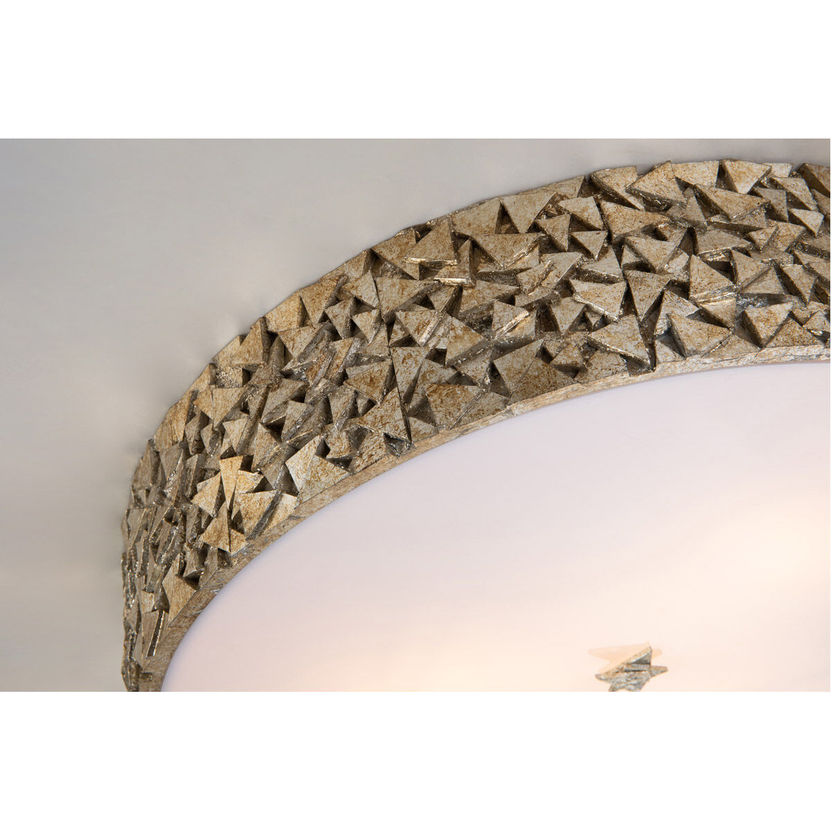 Mosaic 4 Light Silver Bath/Flush Mounts Ceiling Light in Silver Leaf with Antique 